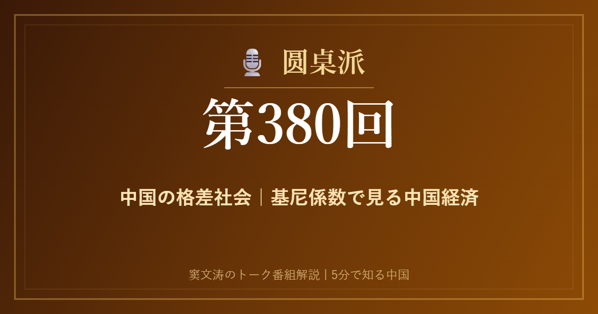 圆桌派 第380回 中国の格差社会｜基尼係数で見る中国経済 窦文涛のトーク番組イメージ画像
